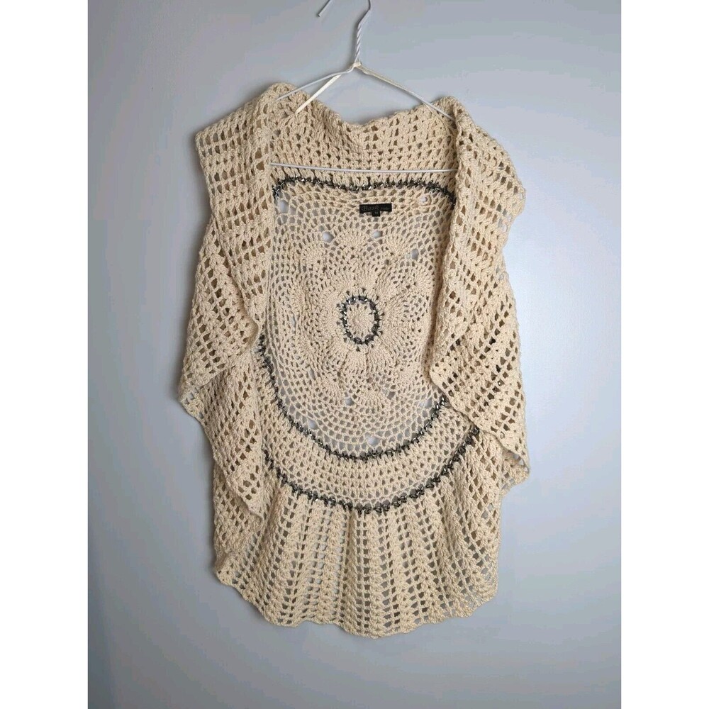 Bask Atelier Crochet Vest With Chain‎ Detail Size M Linen Blend Boho Festival